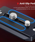 Quick Release Plate For Arca Swiss Standard With Quarter And Eighths Inch Screws Smooth Swap Quick Change Base showing anti-slip pad detail.