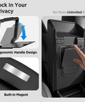 Center Console Organizer Tray For Tesla Model Y Juniper 2025 2026 And Model 3 Highland 2024 2025 2026, matte black, ergonomic handle.