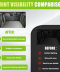 Print visibility comparison showing before and after using Two Pack LED Light Strip Kit For K2 Plus 3D Printer, improved lighting details.