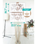 Art Deco Cranes Wall Stencils 2 Pack Large 16.7 By 22.5 Inch Boho Pattern For Painting Walls Modern Home Decor DIY Wallpaper Alternative