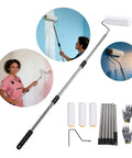 Legit Game Changer Paint Roller Kit With Extendable Stainless Steel Pole for Painting Walls and Ceilings Adjustable height shown with users applying paint.