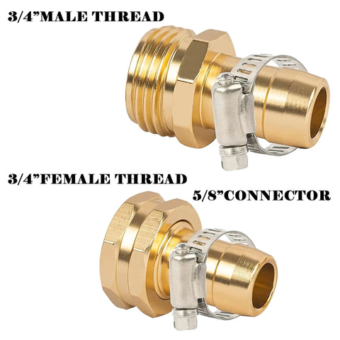 Garden Hose Repair Connector Kit With Clamps For Three Quarter Or Five Eighth Inch Aluminum Hoses Includes Four Sets Of Male And Female Fittings And Washers