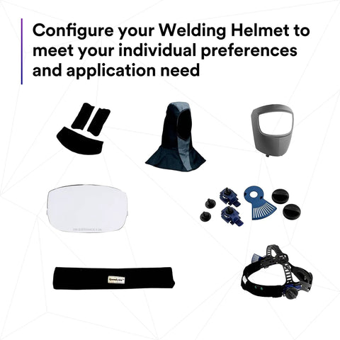 Components for configuring Natural Color Auto Darkening Welding Helmet 9002NC For MMAW TIG MIG Welding, various parts displayed