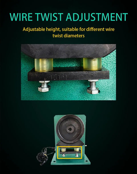 Wire twist adjustment mechanism on Heavy Duty Wire Twister Machine For Copper Recycling for different wire sizes.