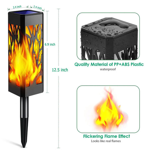 Flickering Flames Pathway Lights Solar Powered Outdoor LED Torches For Garden Yard And Patio Waterproof Decorative Landscape