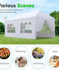 10x20 Outdoor Party Tent Gazebo With Removable Church Sidewalls For Weddings And BBQs in a garden setting
