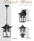 Outdoor Porch Pendant Light With Seeded Glass Shade In Matte Black Farmhouse Exterior Hanging Lantern For Gazebo Built Tough Weatherproof ETL Listed Rust Resistant Adjustable Chain Large HX1H BK showcased alongside matching fixtures.