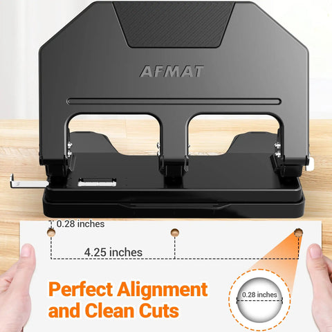 Heavy Duty 3 Hole Punch For Binders With 9 32nd Inch Holes 40 Sheet Capacity 50 Percent Less Effort Metal Construction Built In Paper Guide And Large Chip Tray 10,000 Uses HPX3