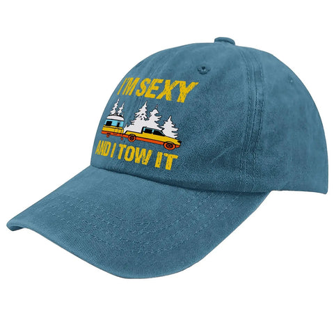 Relaxed Fit RV Camper Hat For Men With Tow It Vibe Vintage Camping Truck Cap Adjustable Strap Outdoors Adventure Ready Lightweight