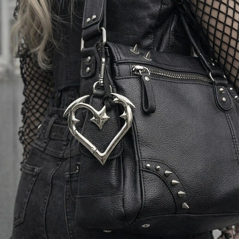 Y2K Heart Carabiner Keychain With Cute Star Clip For Keys Purses And Bags Dope Metal Key Ring For Goth Accessories