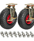 Heavy Duty Swivel Caster Wheels With Reinforced Steel Base And Grip Tight Vacuum Rubber Tires Double Ball Bearings, two casters with bolts.