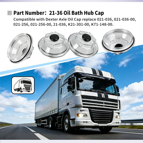 Four Piece Oil Bath Hub Cap Set For Dexter Axles 9K 10K 12K 15K With 4 Inch Thread Trailer Axle Hub Bearing Oil Cap 21 36