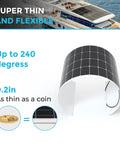 Flexible 200W 12V Solar Panel For Boats RVs Campers And Rigs High Efficiency 22 Percent Lightweight 240 Degree Bend Curved Surfaces
