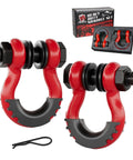 Three Quarters Inch D Ring Shackle Set, Two Pack, Heavy Duty Forged Steel With Seven Eighths Inch Pin, Isolator And Washer Kit, Red
