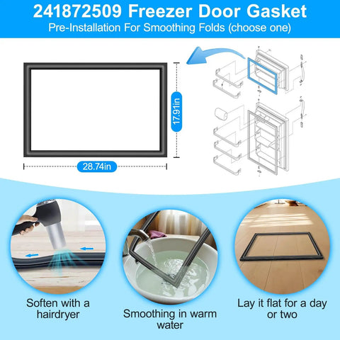Upgraded 241872509 Freezer Door Gasket With Magnetic Seal And PVC Outer Layer For Frigidaire And Kenmore Refrigerators