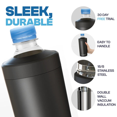 Keep Your Cans Ice Cold Straight Up With This Universal Insulated Can Cooler Sleeve That Fits 12 To 24 Oz Drinks Featuring Love Sparks Graphics. Sleek black insulated can cooler with blue cap and stainless steel. 