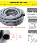 Liquid Tight Conduit Kit 1 Inch 100 Foot Flexible Non Metallic PVC Electrical Conduit With 5 Straight And 3 Angle Fittings Included