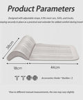 Brown leather car seat leg extender cushion dimensions, 38cm x 44cm, designed for Mini Cooper SE for extra legroom.