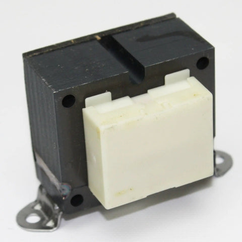 Close-up of OEM Furnace Replacement Transformer Drop-In Plug-And-Play Part for Home Heating Systems with metal and plastic components.