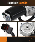 Transfer Case Shift Motor 600-802 For 4WD Drop-In Replacement Fits Ford Expedition 1997-2002, F-150 1996-2003, F-150 Heritage 2004, F-250 1996-1999, F-250 HD 1997, Lobo 2001-2003, Lincoln Navigator 1999-2002. black metal housing and connector close-up