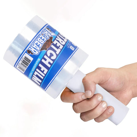 Heavy Duty Pro Grade 60 Gauge Stretch Wrap Film 4 Inch By 1000 Foot Roll With Handle, Clear Self Adhering Plastic Wrap For Moving And Packing