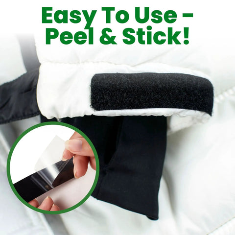 Sticky Back Fabric Strips With Adhesive No Sew Stick On Hem Tape for clothes, peel-and-stick application shown