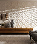 White 3D Floral Wall Panels Premium PVC Decor Set For Living Room Bedroom Office Walls Dope Interior Vibe, Lightweight Yet Durable