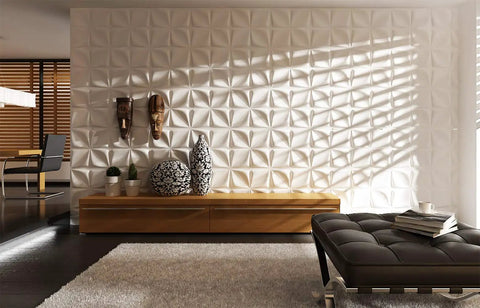 White 3D Floral Wall Panels Premium PVC Decor Set For Living Room Bedroom Office Walls Dope Interior Vibe, Lightweight Yet Durable
