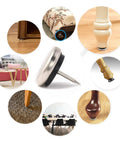 Nail On Furniture Glides For Chairs And Tables, Cushioned Nickel Base, 1 Inch, Grey, 20 Pack, shown in different installation views on furniture.