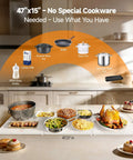 Extra Long Buffet Warming Tray Set 47 By 15 Inches 3 In 1 Modular Warmer With Independent Temperature And Timer Controls