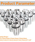 ER11 Spring Collet Set 15 Pieces From 1mm To 7mm Plus One Eighth And One Quarter Inch for CNC Machines