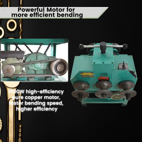 Heavy Duty 1.5Kw Electric Pipe Bender for Smooth Stainless Steel Round And Square Tube Bending With Cold Process No Heating Needed For Easy Decoration And Agricultural Projects Reliable Performance showing powerful motor and bending components.