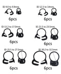 Nylon Hose Clamps for Aquarium Kit 8.1 to 32.5 mm Snap Clamps Black 36 Pack No Leaks, showing various sizes, easy to install.