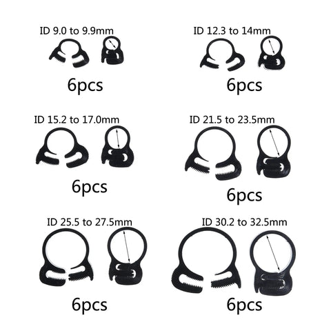 Nylon Hose Clamps for Aquarium Kit 8.1 to 32.5 mm Snap Clamps Black 36 Pack No Leaks, showing various sizes, easy to install.