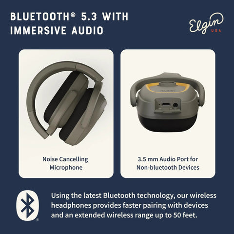 Rampage Bluetooth Hearing Protection Headphones With 25 dB NRR, OSHA Compliant, Noise Isolating Microphone, 40 Plus Hour Battery, IP65 Rated, Built For Construction, Landscaping, And Industrial Work