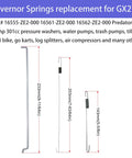 Governor Springs for GX270 showing dimensions and compatible uses for engines and equipment.