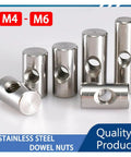 Furniture Barrel Nuts 10 Pack Set With Thumb Screws Cross Dowel Slotted Horizontal Hole Nut M4 M5 M6 displayed