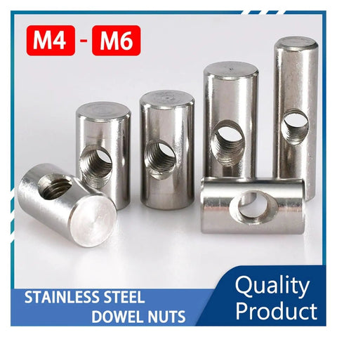 Furniture Barrel Nuts 10 Pack Set With Thumb Screws Cross Dowel Slotted Horizontal Hole Nut M4 M5 M6 displayed