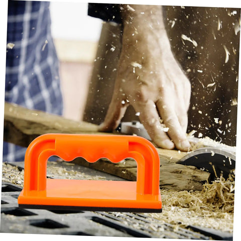 Heavy Duty Woodworking Safety Push Block For Table Saw And Router Tables Badass Shop Gear bright orange with non-slip grip during use.