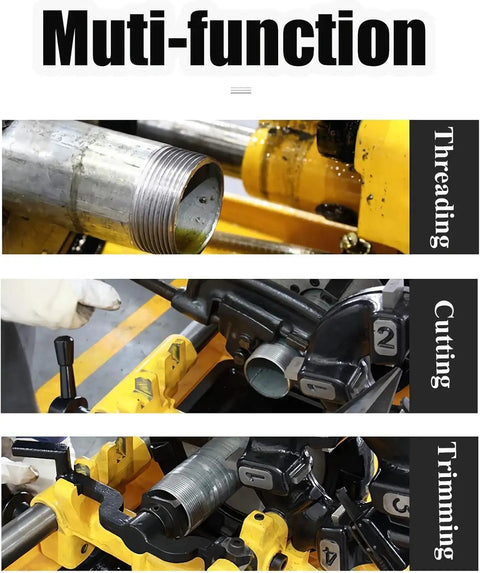 Heavy Duty Electric Pipe Threading Machine Cuts And Threads Half To Three Inch Bspt And Npt Pipes With Smooth Power and Slick Precision In Action
