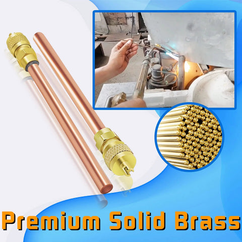 30-piece HVAC Schrader valve kit with solid brass cores and copper tubes for air conditioner service