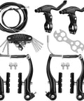 Universal V Type Bike Brake Set With Front And Rear MTB Brakes Cables Levers End Caps Multi Tool And Wrenches In Black