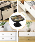 4 Pack Black Square Kitchen Cabinet Knobs Sunflower Chicks Fence Drawer Pulls For Cupboard Dresser Closet And Bathroom Modern Farmhouse