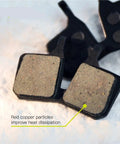 Top Grade Semi Metal Resin Brake Pads Designed For Four Piston Hydraulic Disc Rotors showing surface texture and copper particles.