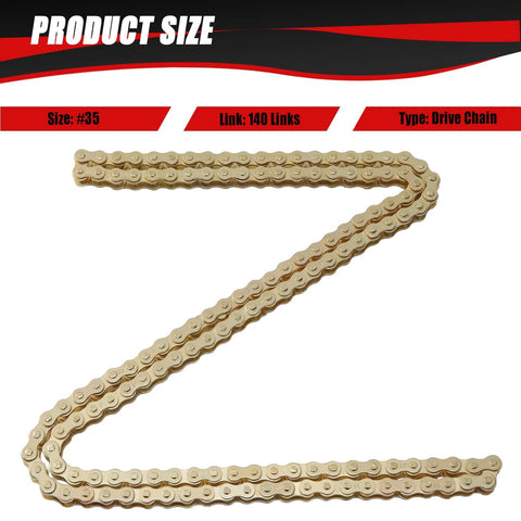 KAMIER #35 gold drive chain, 140 links, front view