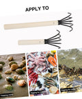 Two 2 Pack Clam Rake With Handle For Beachside Digging Portable Seafood Tool on white background with seafood images