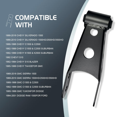 Beefy 2 To 3 Inches Rear Suspension Drop Shackle Kit For Leaf Springs displayed with compatibility list in background