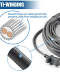 Coiled gray power cord replacement for Navigator Lift-Away Pro and Rotator Series, showing anti-winding feature and plug.