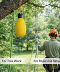Heavy Duty Outdoor Throw Bag 280g For Arborists And Climbers hanging on tree branch for rope setup