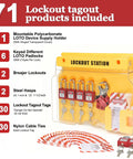 Lockout Tagout Station Kit With 6 Safety Padlocks, 2 Hasps, 2 Small Breaker Locks, 30 Loto Tags, 30 Nylon Ties, Wall Mounted Safety Box Ready To Roll For OSHA Compliance And Quick Lockout Setup